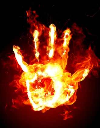 Fiery hand from the All Souls prayer document